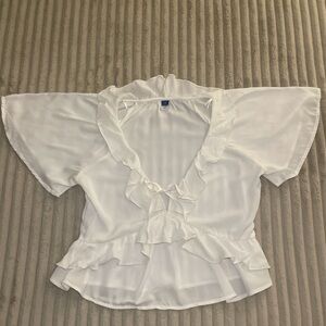 Old Navy White Ruffle Blouse